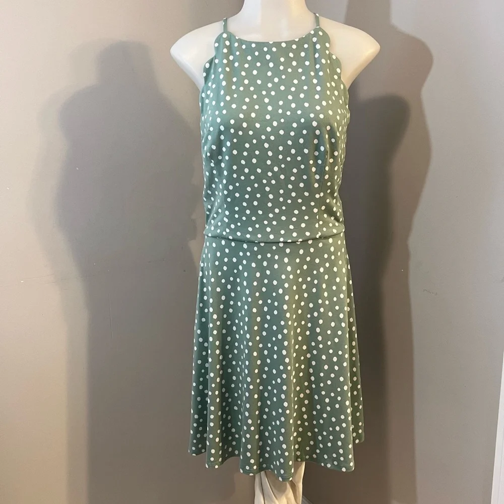 BCX Green Halter Sundress Sleeveless Mini - Picture 1 of 15